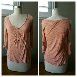 Heathered Orange & Gray Jersey Henley