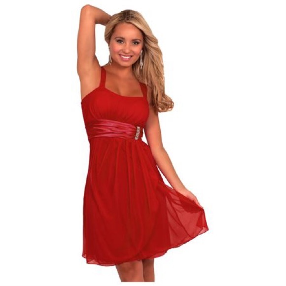 Sleeveless Rhinestone Sheer Layer Cocktail Dress