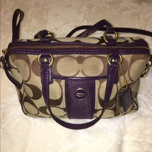 Coach purse tan and purple