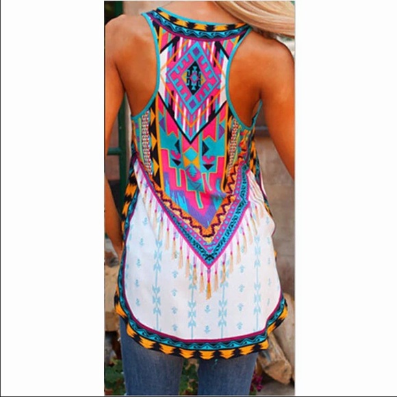 🍭TRIBAL PRINT HIGH LOW COLORFUL🍭TANK TOP‼️ - Picture 3 of 4
