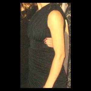 Black Halston one shoulder dress- sexy &forgiving!