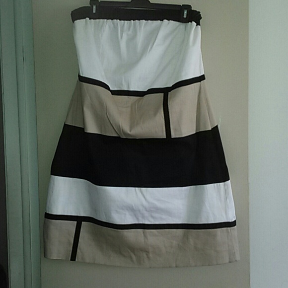 Strapless color block dress