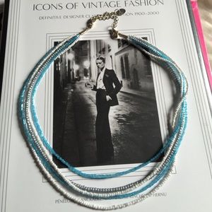 Blue/White/Grey Beaded Necklace