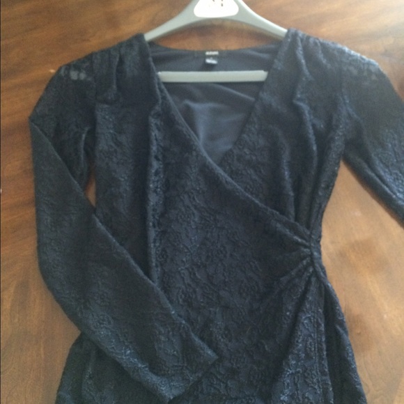Nwt alfani black blouse stretch lace size s