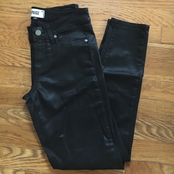 Paige Black Silk Coated Jeans - size 27