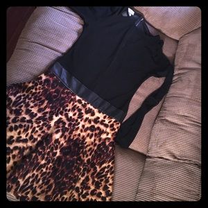 Mesh leopard print dress