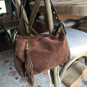 Authentic Coach handbag brown suede