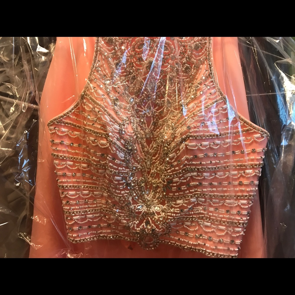 Coral Two Piece Prom Dress