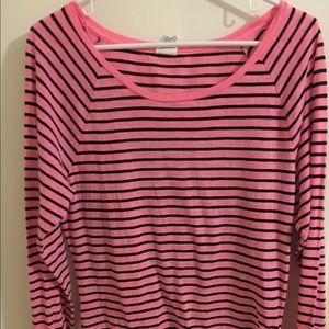VS Pink Long Sleeve Striped Tee Size XS