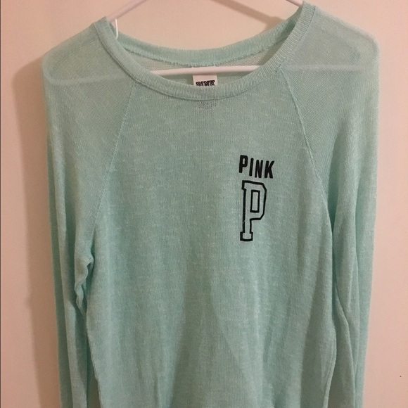 VS Pink Teal Long Sleeve Knit Tee Size XS