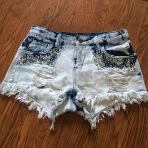 Denim an white shorts