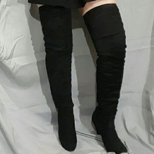 Black thigh high boots size 8