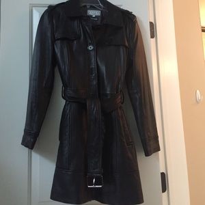 Mid length leather jacket