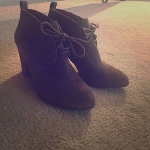 Lucky brand suede lace up ankle booties