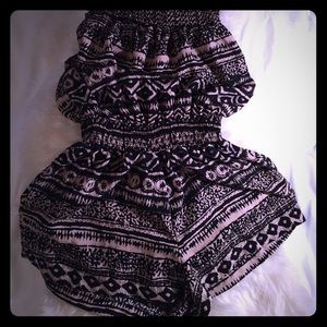 Strapless tribal print Romper.