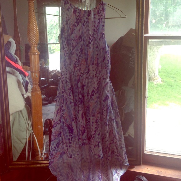 Water print high-low dress
