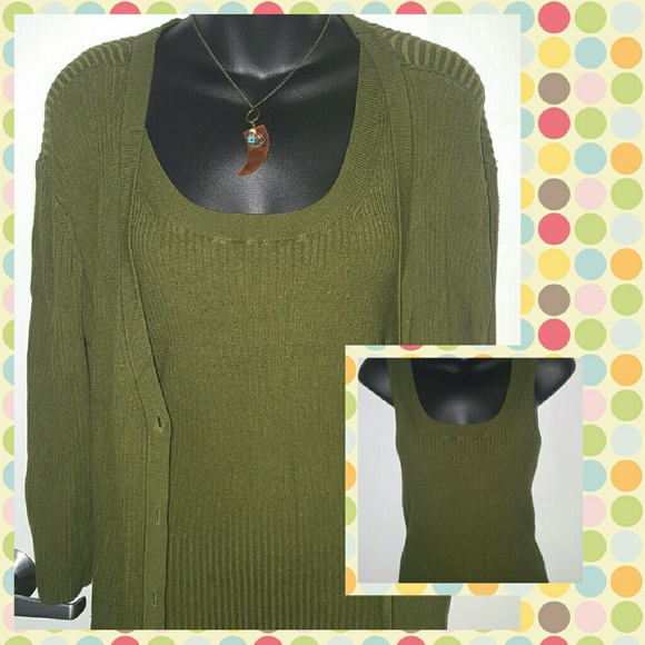 NY & Co matching shell and cardigan - green