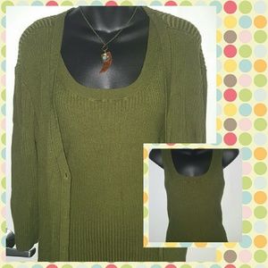 NY & Co matching shell and cardigan - green