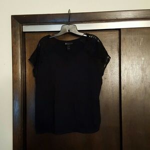 Lane Bryant black top with lace sleeves