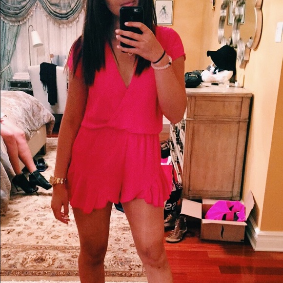 Loving Things Hot Pink Ruffle Romper