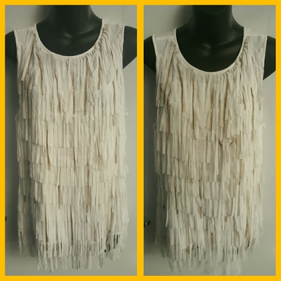 Cute white fringe tank