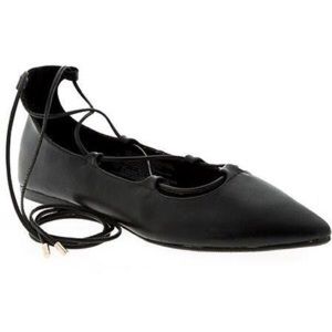Black lace up flats