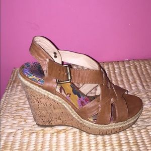 Tan strappy wedges