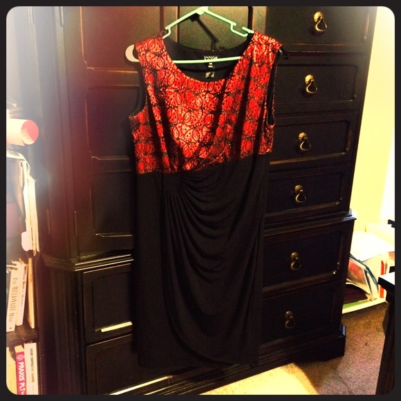 Red an black rouched dress