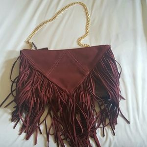 ZARA Fringe Clutch w/ gold hardware