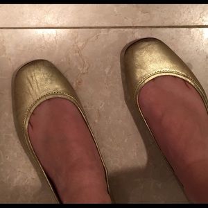 gold christian louboutin ballet flats