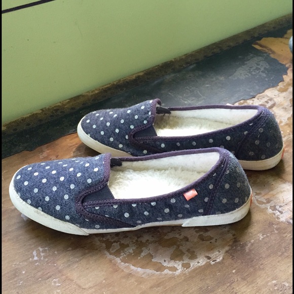Roxy sz 8.5 gray polka dot slip-ons