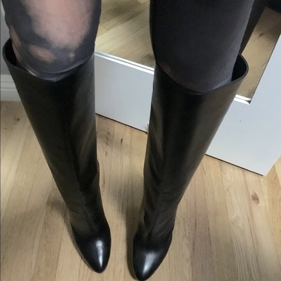 Riding GF Ferre black leather knee High heel boot