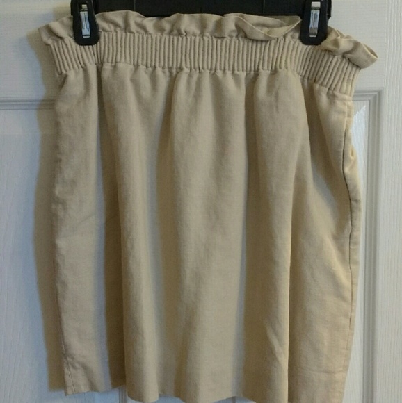 J. Crew ruffle waisted linen skirt in khaki