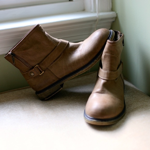 Taupe Buckle Booties