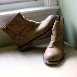 Taupe Buckle Booties