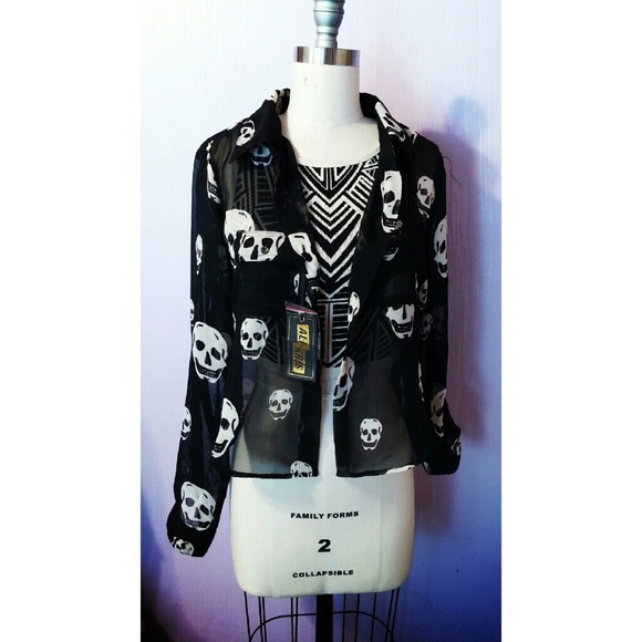 Skull button up blouse