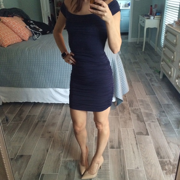 BCBGMaxAzria Dresses - Ruched navy BCBGMaxazria dress BCBGMaxAzria Dresses - Ruched navy BCBGMaxazria dress