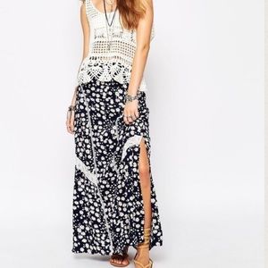 MINKPINK Festival Daisy Slit Boho Maxi Skirt