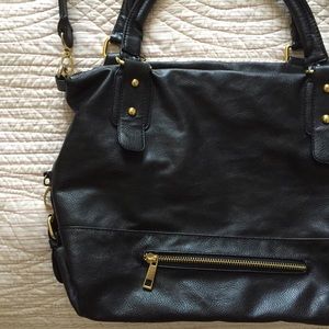 Vegan Leather Handbag with Gold Details