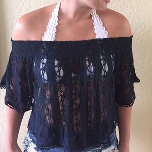 NWT Navy Lace Top | Abercrombie & Fitch