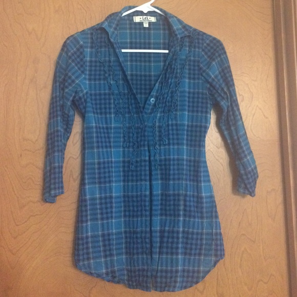 Plaid Shirt with Ruffle Accents