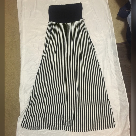 Black & White Strapless Maxi Dress