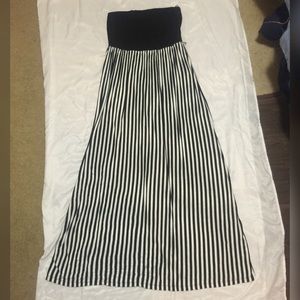 Black & White Strapless Maxi Dress