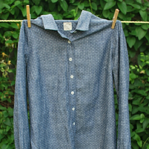 Jcrew Chambray perfect polka dot shirt