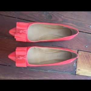 J. Crew Pointed Toe Patent Bow Flats