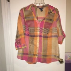 💥SOLD💥Lane Bryant long sleeve button up top.