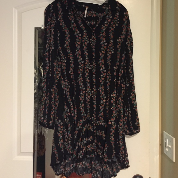 Black floral long sleeve dress