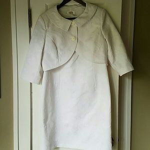White shift dress suit with crop jacket