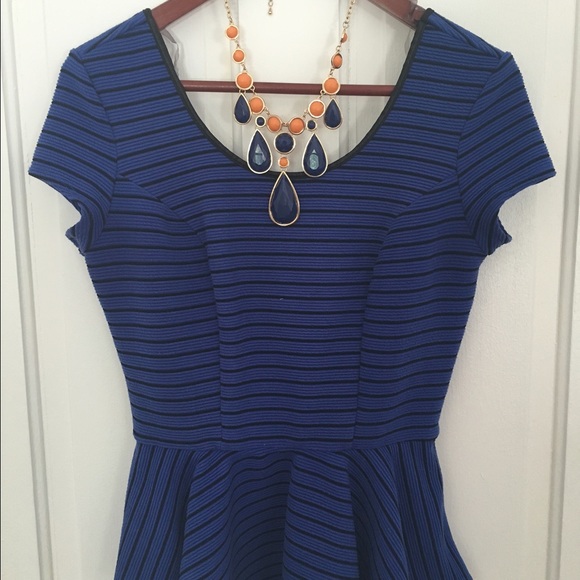 Classy Blue and Black Peplum Top