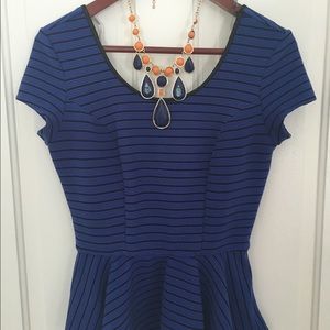 Classy Blue and Black Peplum Top